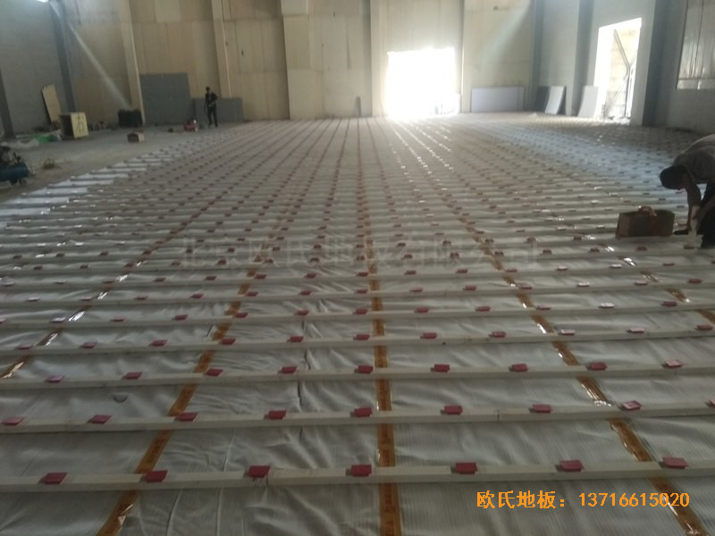 山西長治雙創(chuàng)夢工廠籃球體育地板安裝案例1
