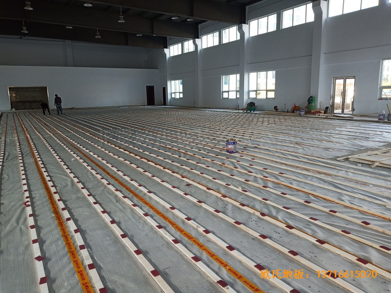 山東臨沂公安局籃球館體育木地板安裝案例1